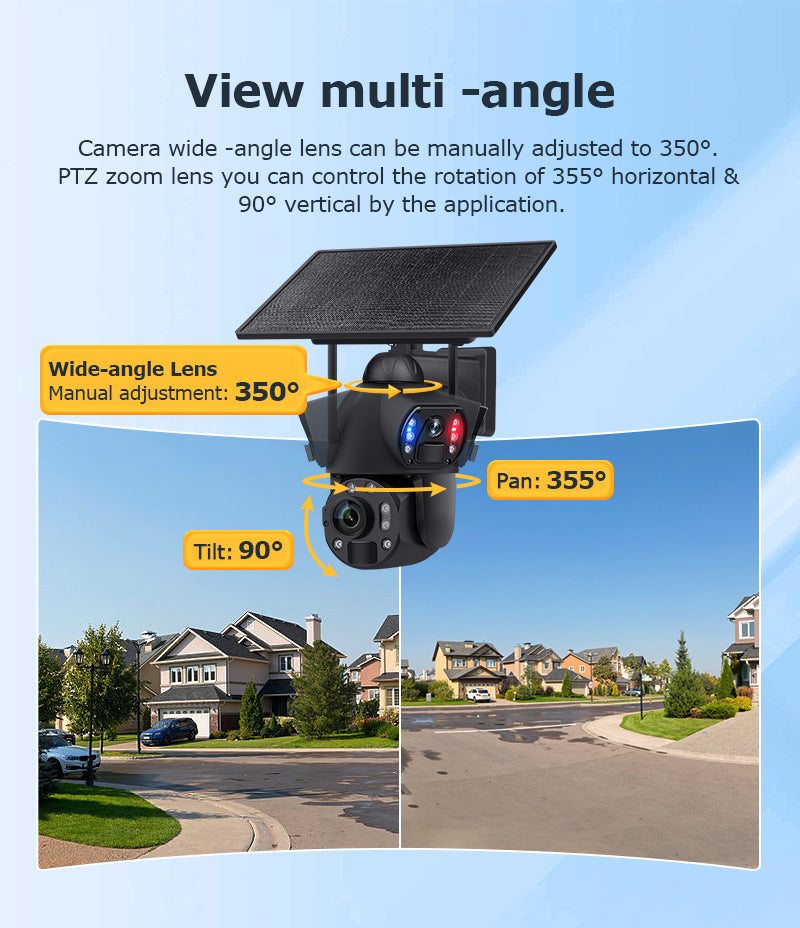Dual Lens Dual Screen36Dual Optical Zoom4G Solar-powered Camera600High Definition Wireless Camera