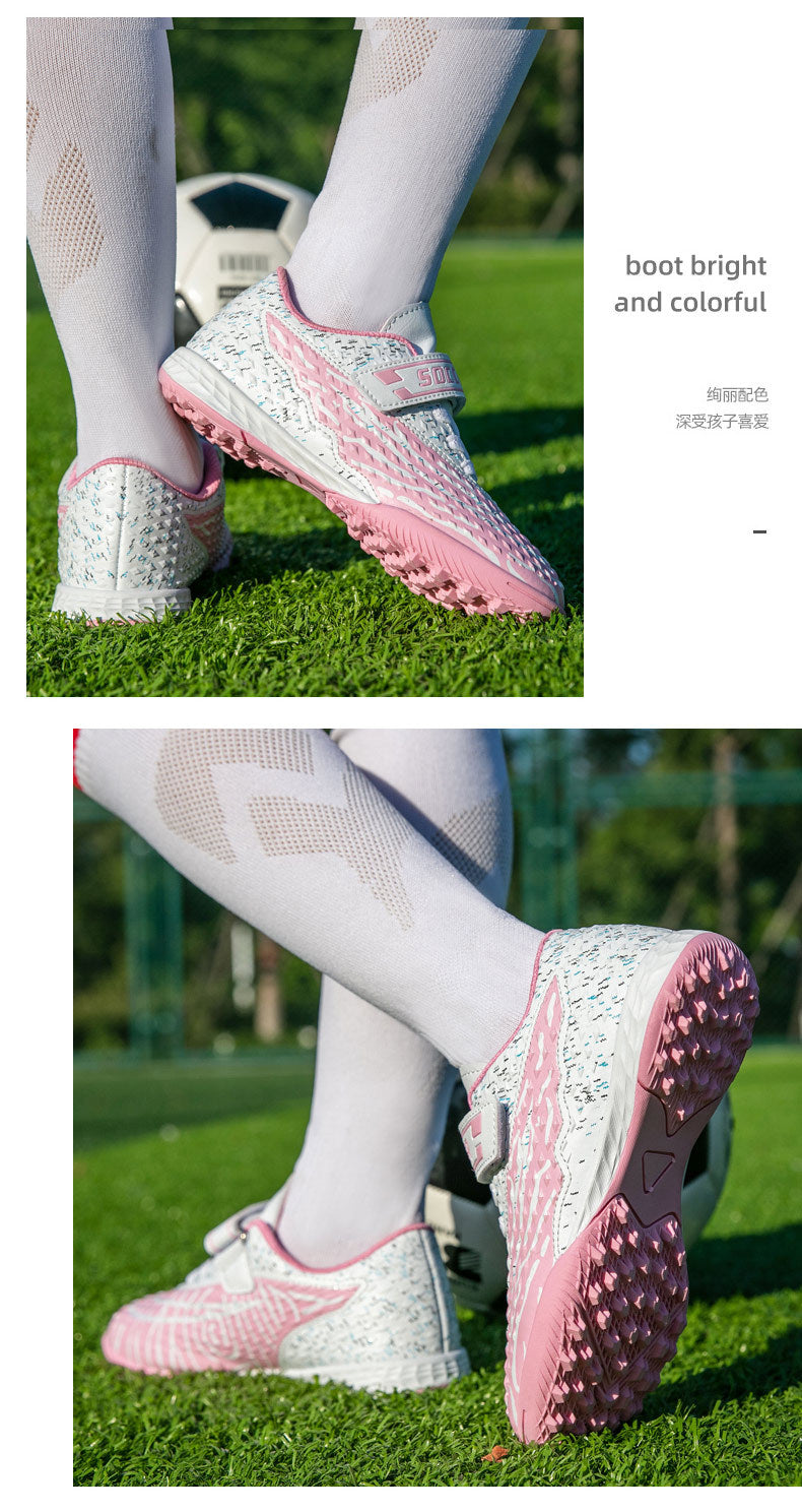 New football shoes for men and women with Velcro for children TF Broken Nail Style Youth Student Grassland Flat Training Shoes