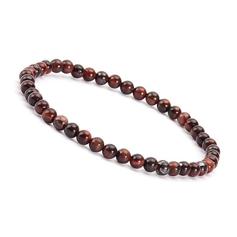 4mm Tiger Eye Stone Bracelet Small Natural Stone Striped Agate White Pine Beaded Moonstone Women's Bracelet