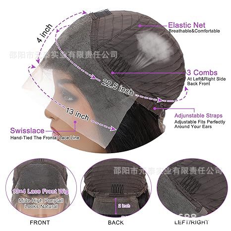 Wigs Front Lace Wig13*4Large Lace Long Straight Hair Synthetic Hair Wig for Women Black