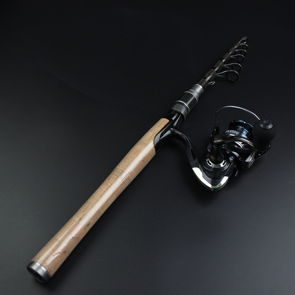 Portable Sea Rod Set with Wooden Handle, Fishing Reel, Telescopic Lure Rod, Fishing Gear, Wholesale from Fishing Rod Manufacturer