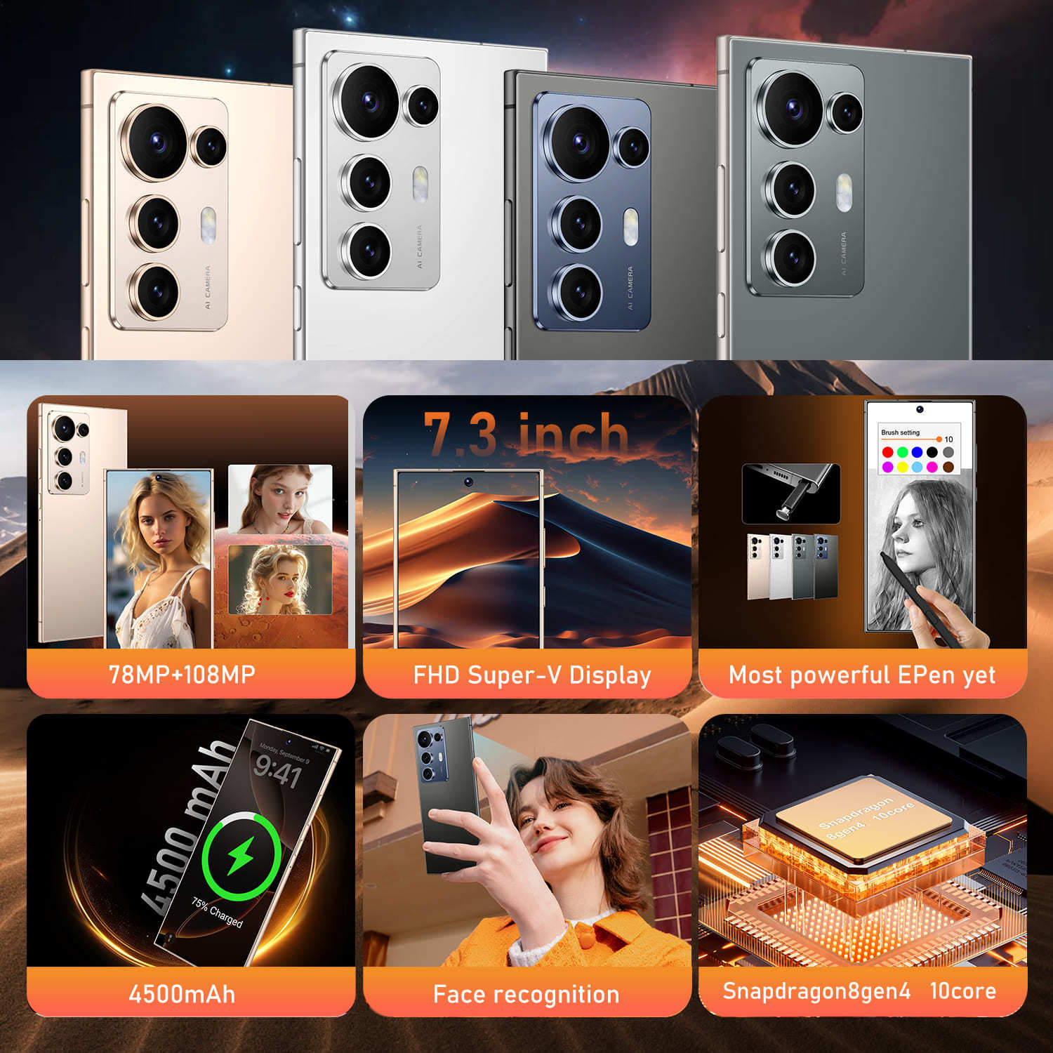 C25-S25 Ultra Android7.3Inch Smart5G Mobile Phone16+1T Source Factory AliExpress TK