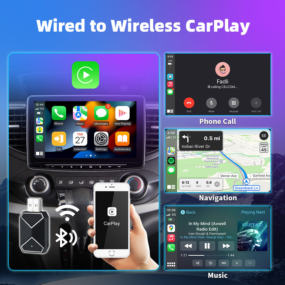 Car Interconnect Box Converter Car-Mounted carplay Apple iPhone Wired to Wireless carplay