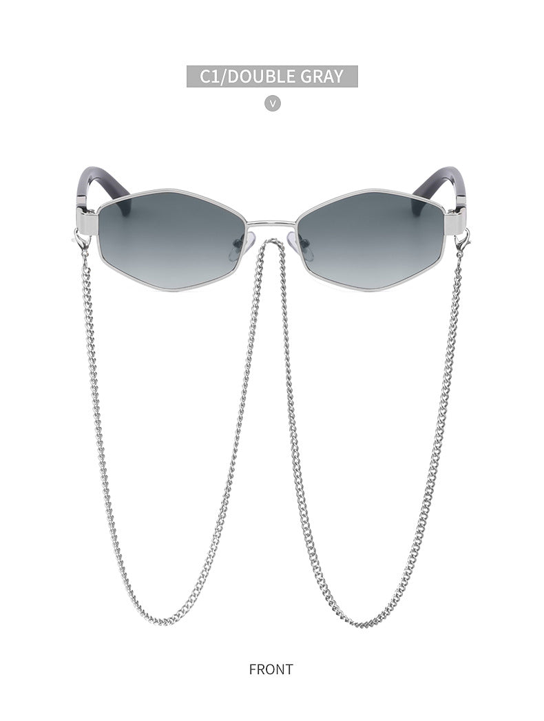 New Women's Sunglasses Fashion Chain Personality Round Frame Korean Style Sunglasses Wholesale Glasses sunglasses