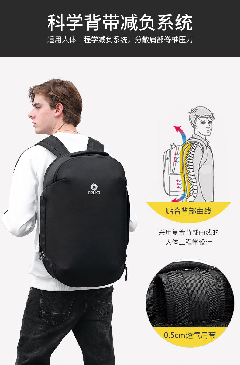 ozuko Business Backpack Men's Computer Backpack Large capacity simple trendy waterproof travel commuter bag