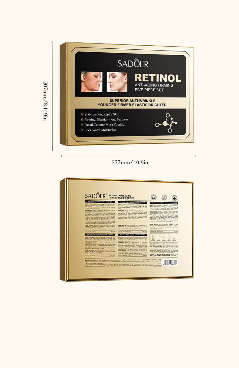 Retinol Skincare Set SADOER Anti-wrinkle, hydrating, moisturizing five-piece set for  foreign trade wholesale