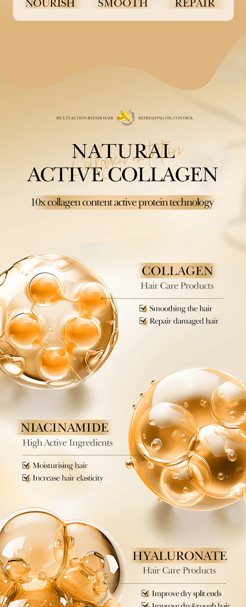 Collagen Smooth Hair Mask500ml SADOER Nourishing and Fluffy Hair Conditioner  Wholesale