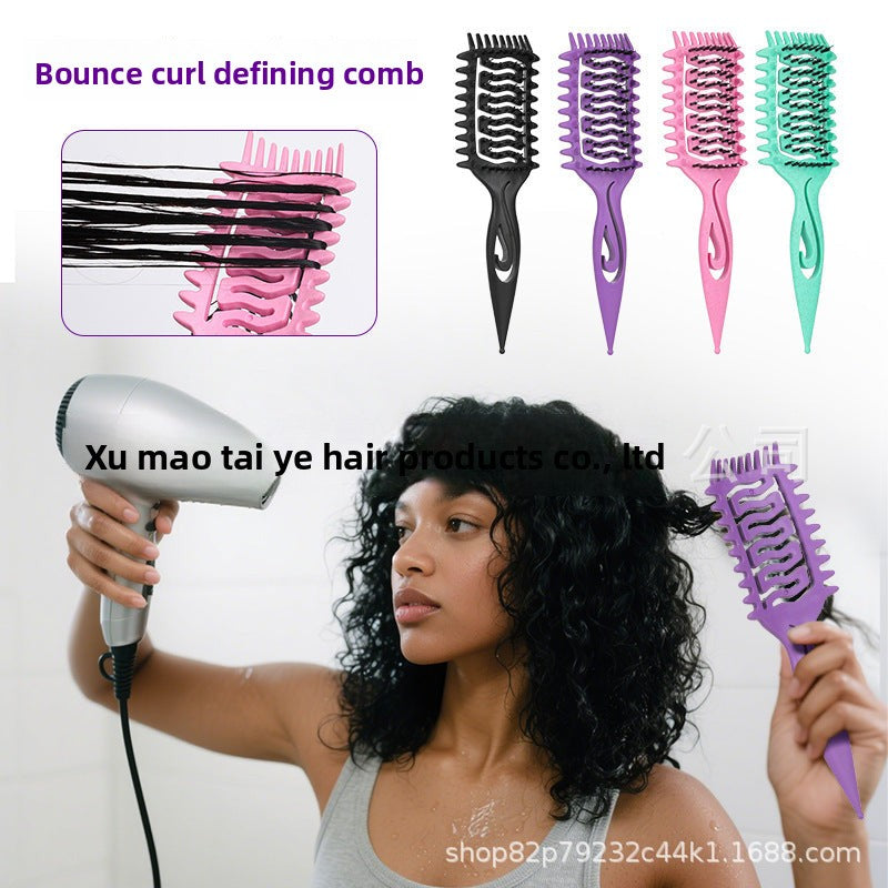 Cross-Border Z Hollow Design Comb Bounce Curl Comb Curly Hair Big Wave Curl Definition Styling Comb Massage Comb Pointed Tail Comb