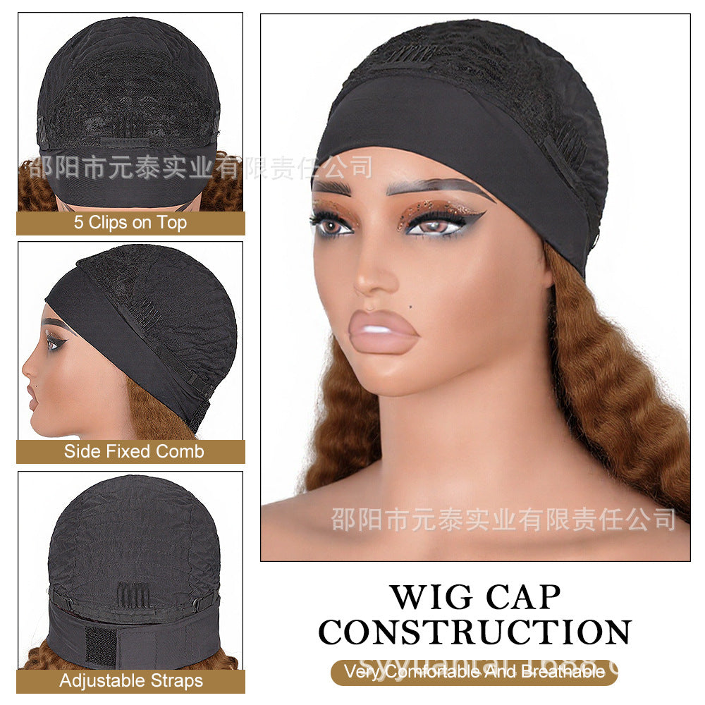 Cross-Border Hot-Selling Wig Factory European and American Fashion Synthetic Hair Mechanism Ice Ribbon VPART Long Curly Hair Curly Hair Top