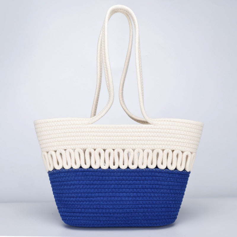 Single Shoulder Bag Hollow Summer Woven Bag New Large Capacity French Straw Bag Beach Vacation Beach Bag for Women