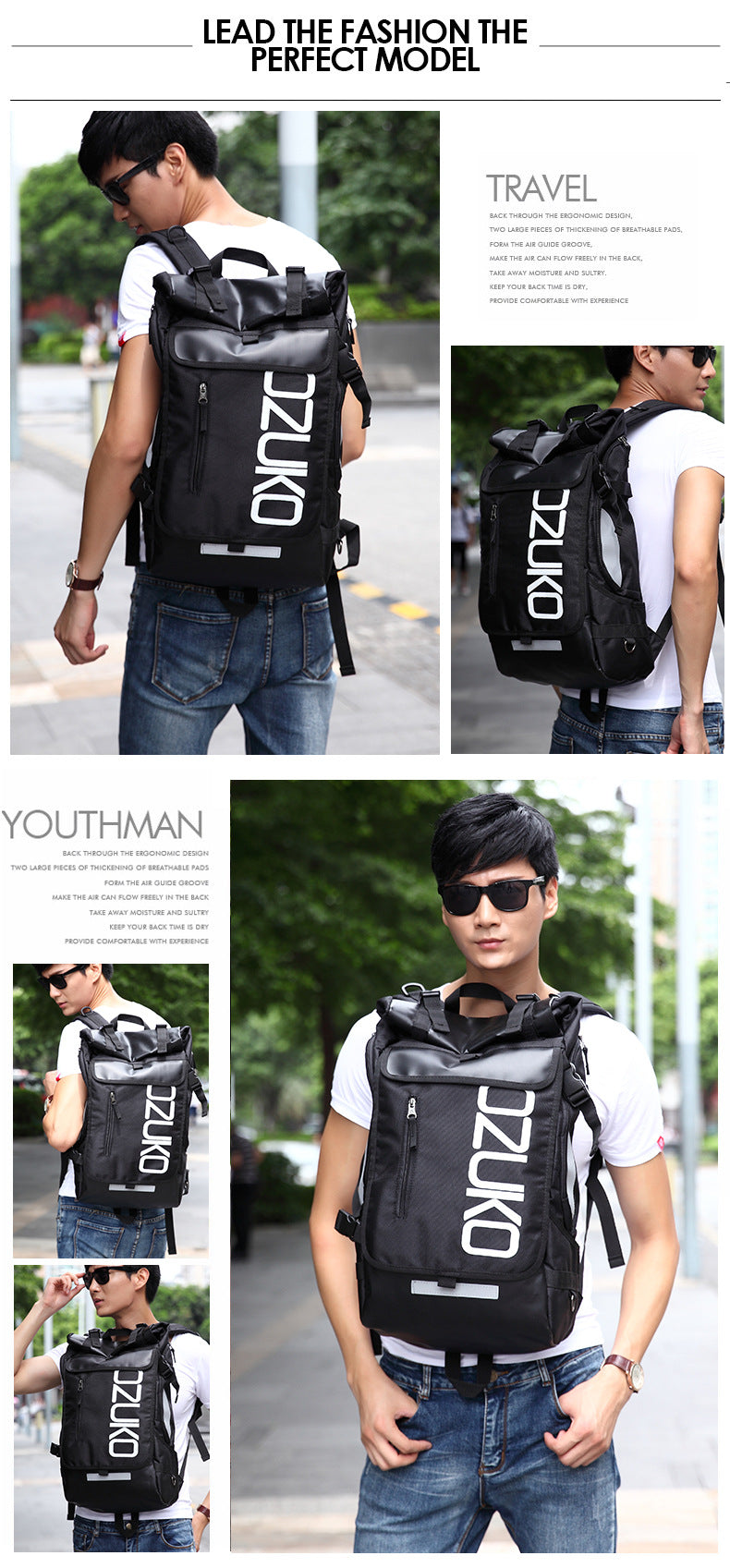 Trendy Brand Backpack for Men, College Student Bag, Oxford Cloth Laptop Backpack, Business Commuting Casual Men's Backpack