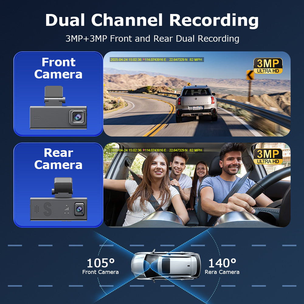 Factory Private Model600Wan Gaoqing4G Double Lens GPS Positioning Vehicle Parking Monitoring Camera Recorder