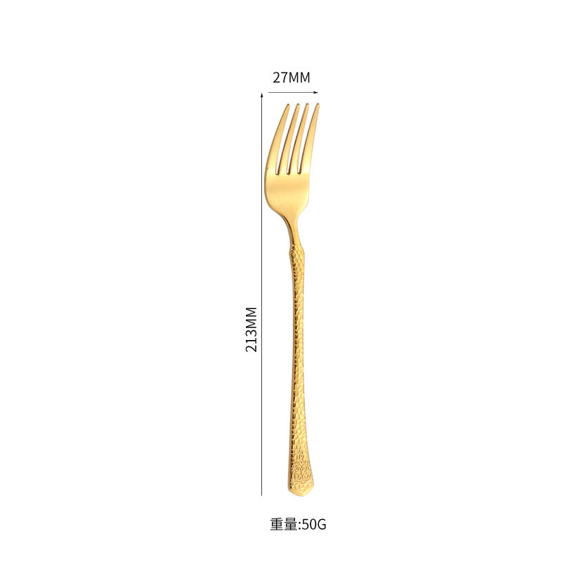 410Stainless Steel Tableware Hotel Restaurant Hammered Knife Fork Spoon24Set of High-End Western Cuisine Embossed Steak Knives and Forks
