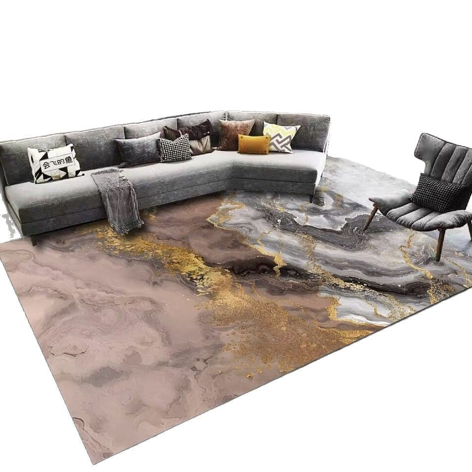 Living Room Carpet Stain Resistant Easy Care Crystal Velvet Carpet Home Sofa Coffee Table Rug Bedroom Wear-Resistant Non-Slip Mat