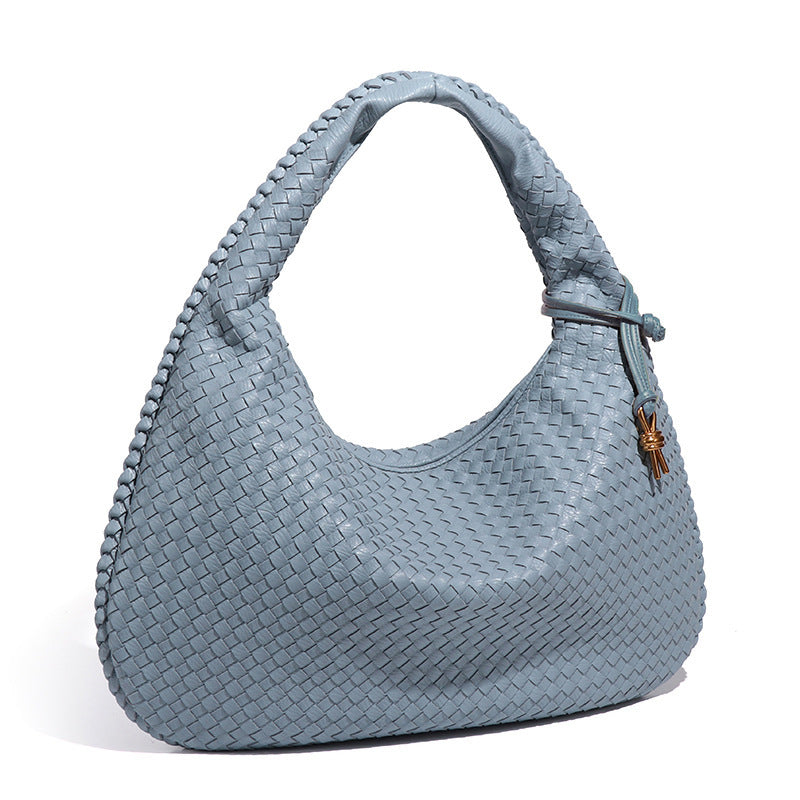 European and American New Crescent Women's Bag Fully Handwoven Handheld Dumpling Bag Fashionable Versatile European and American Style Single Shoulder Underarm Bag