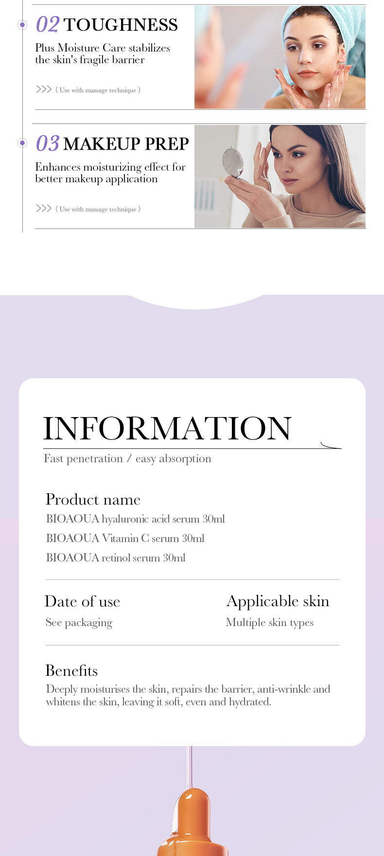 Essence Three-Piece Set90ml BIOAOUA Hydrating and Moisturizing Skincare Set  Wholesale