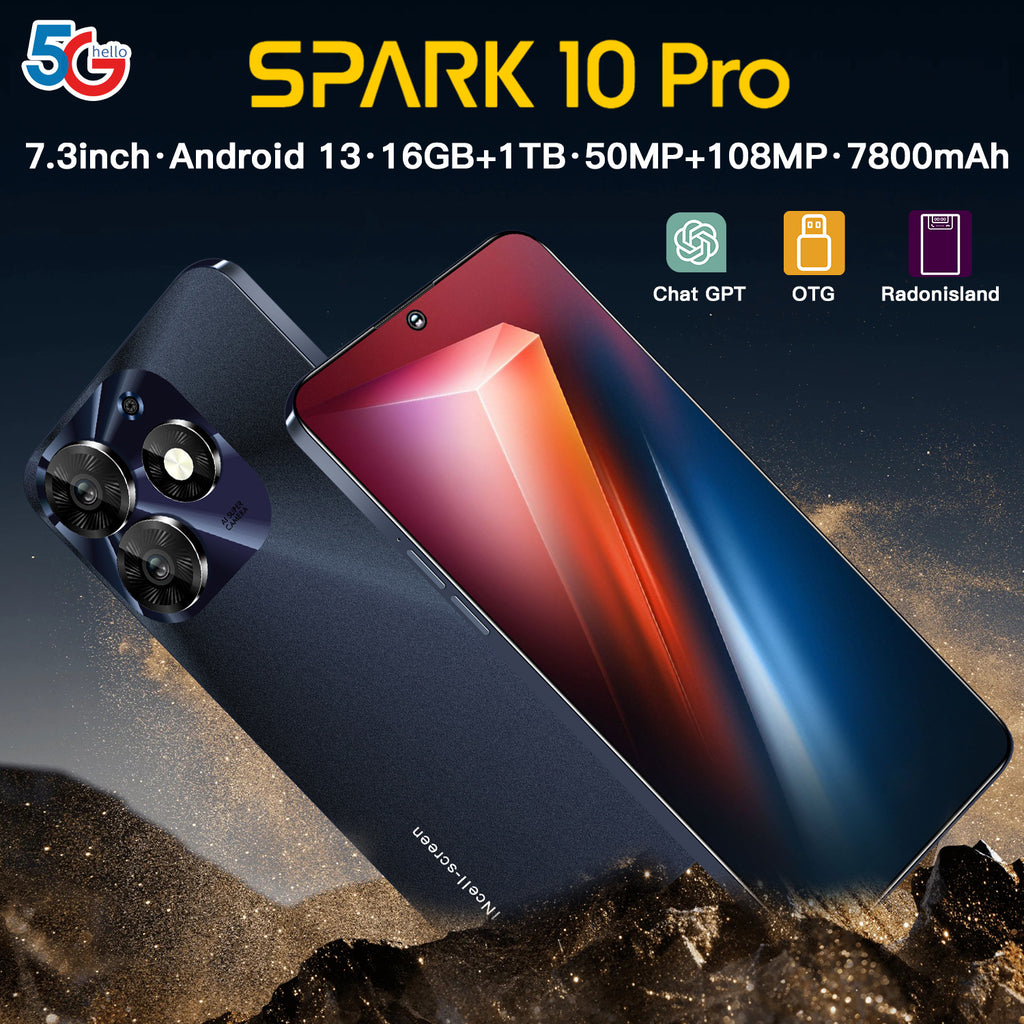 Mobile Phone Spark10 Pro 7.3Inch Large Screen16+1T Factory Price for Android Phones(Popular)