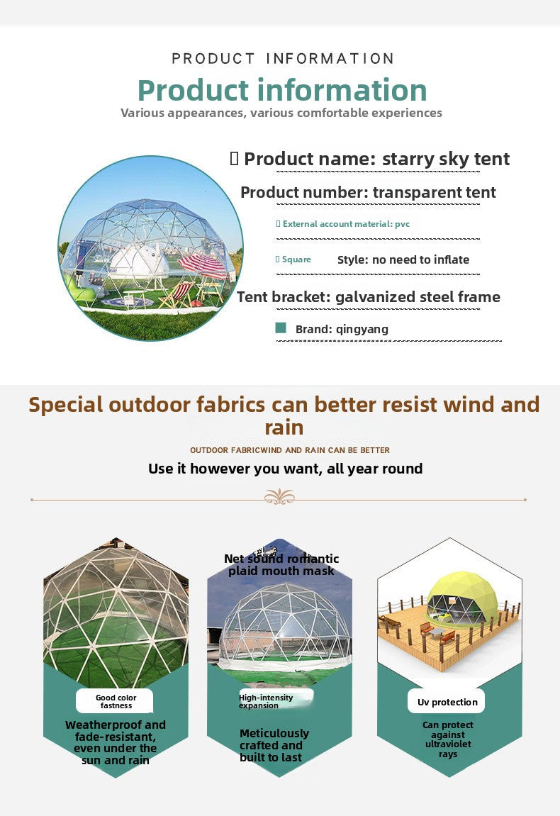 4Transparent Tent Hotel Scenic Spot Dome Starry Sky Tent Camp Round Ball-shaped Famous Accommodation Bubble House Starry Sky Room