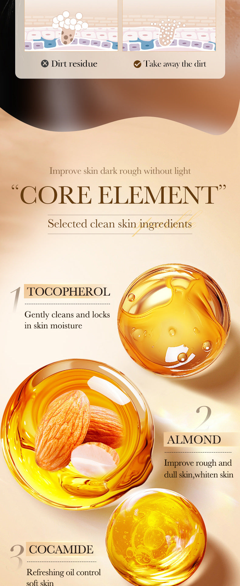 Sweet Almond Whitening Scrub Body Wash500ml SADOER  foreign trade wholesale of cleansing body wash