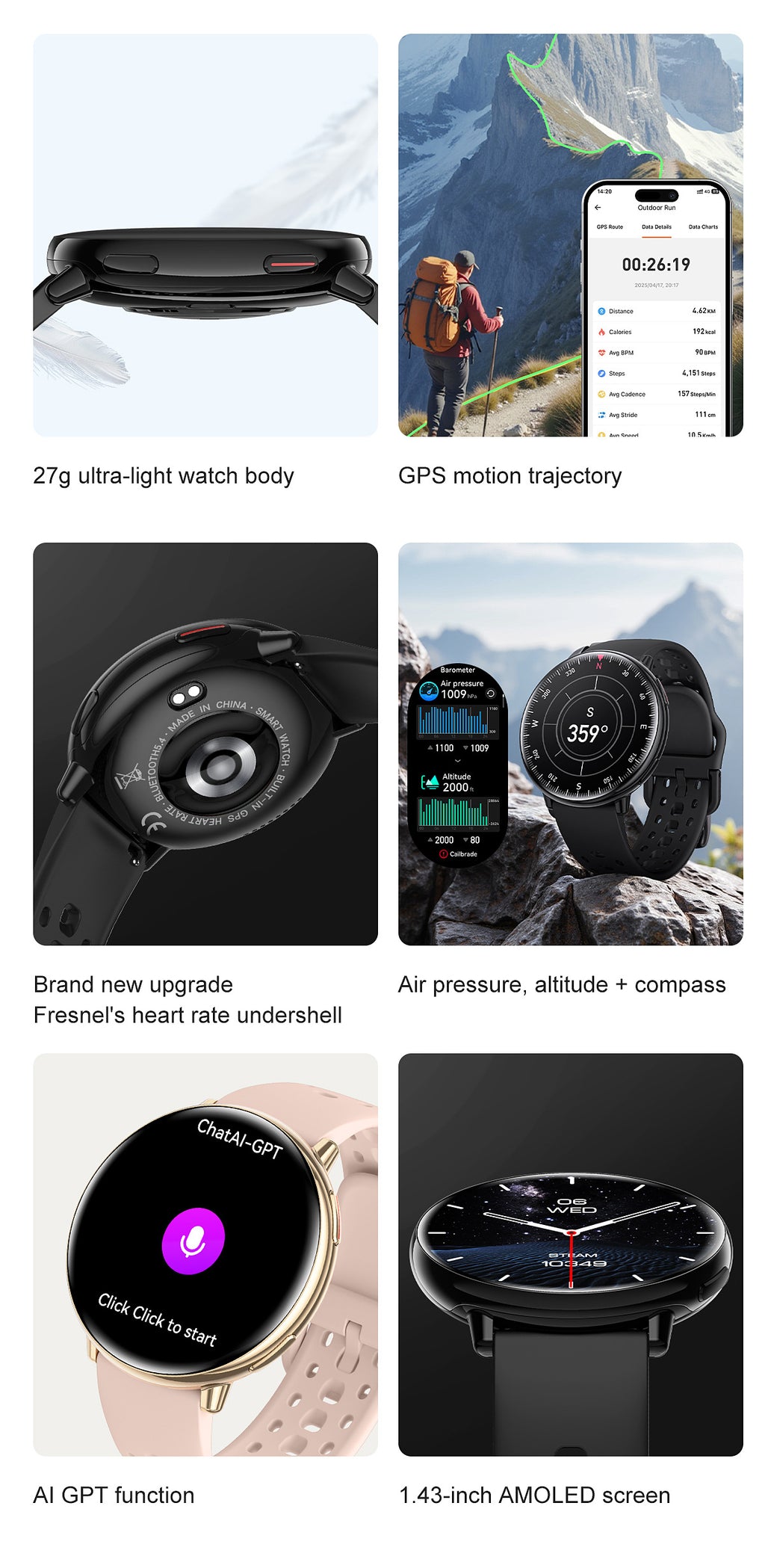 HD21Smart Watch Bluetooth Call Heart Rate Pedometer Sleep Monitoring Deep Waterproof GPS Beidou Positioning Track