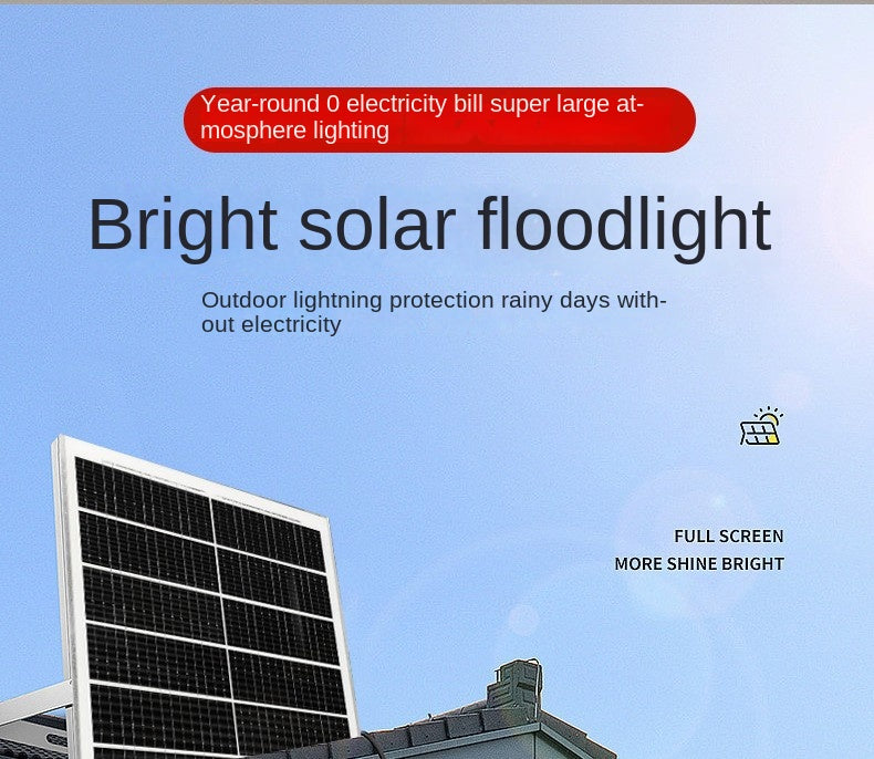 Bright Solar Floodlight Waterproof Detachable Smart Outdoor Light for Factory Yard Indoor and Outdoor Lighting