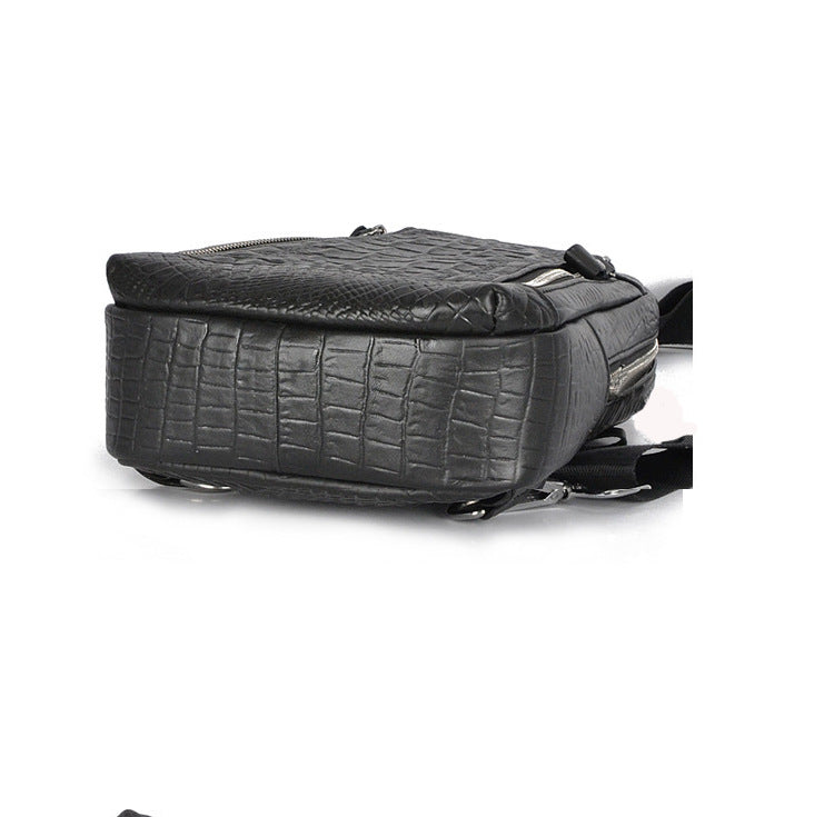 Anti-theft Bag Travel Essential Genuine Leather Chest Bag Men Crocodile Pattern Cowhide Portable Shoulder Crossbody Small Bag