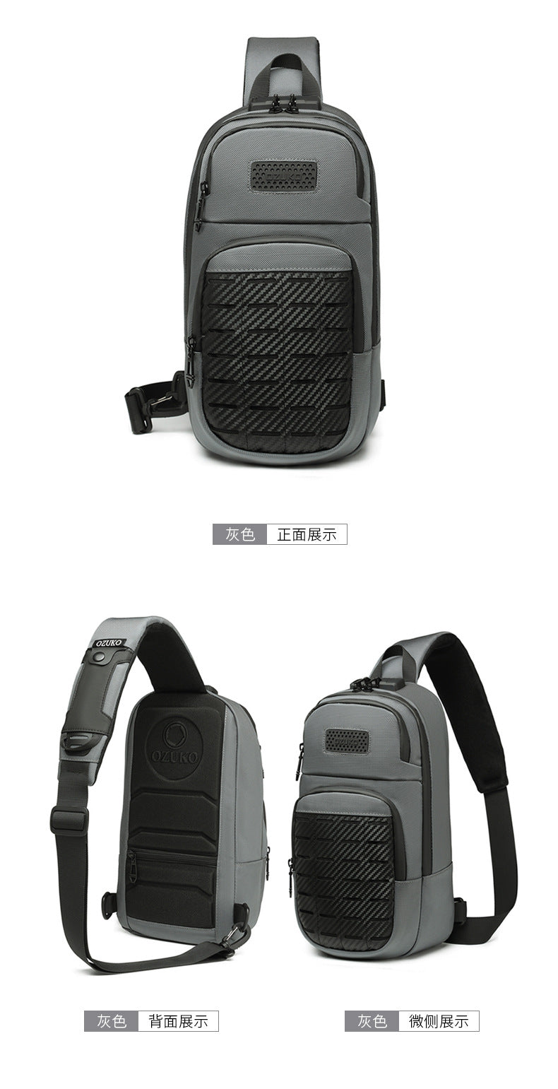 OZUKO Men's Tactical Chest Bag Waterproof Oxford Cloth Crossbody Chest Bag Trendy Outdoor Sports Shoulder Bag