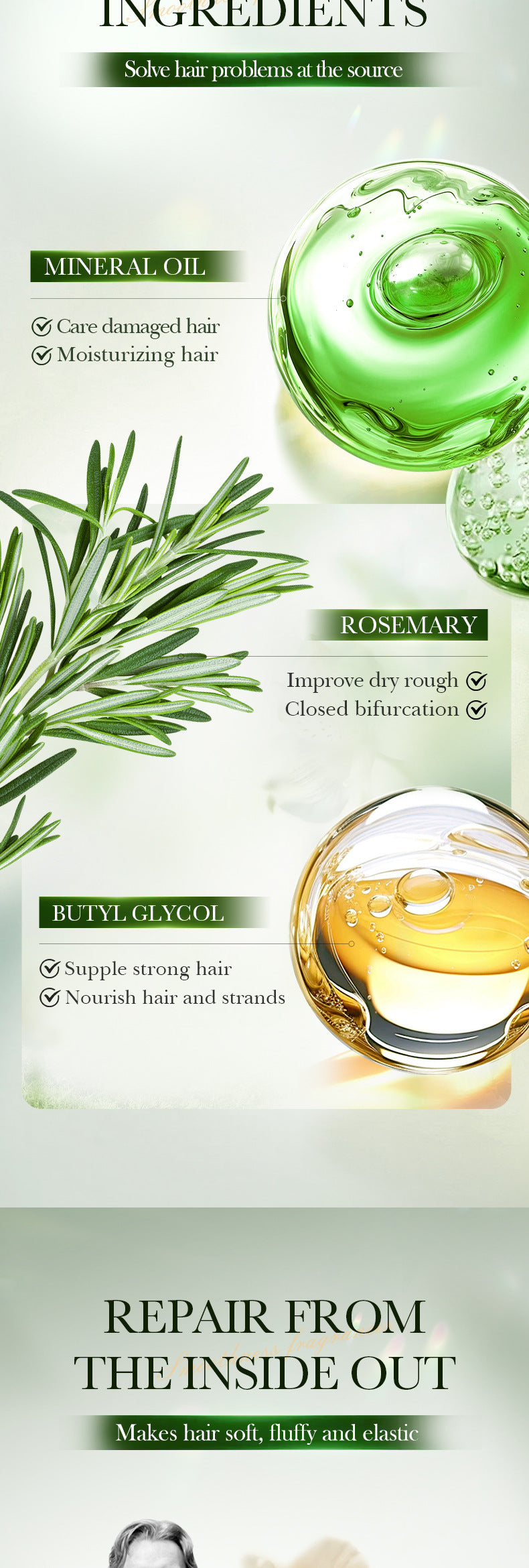 Mint Rosemary Plant Hair Care Essential Oil SADOER Moisturizing Conditioner  Wholesale