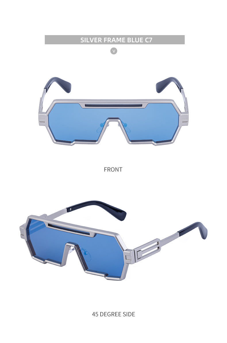 Vintage Sunglasses for Men, Steampunk Style, Irregular Sunglasses, High-End Driving Glasses, Sun Protection Integrated Glasses for Women