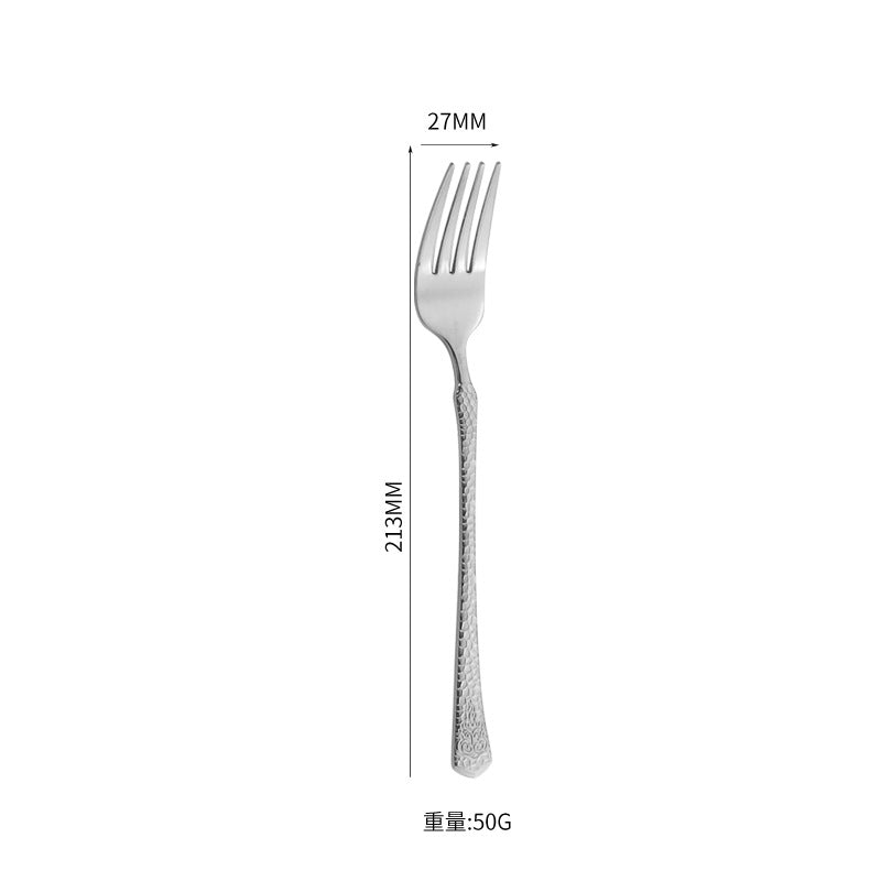 410Stainless Steel Tableware Hotel Restaurant Hammered Knife Fork Spoon24Set of High-End Western Cuisine Embossed Steak Knives and Forks