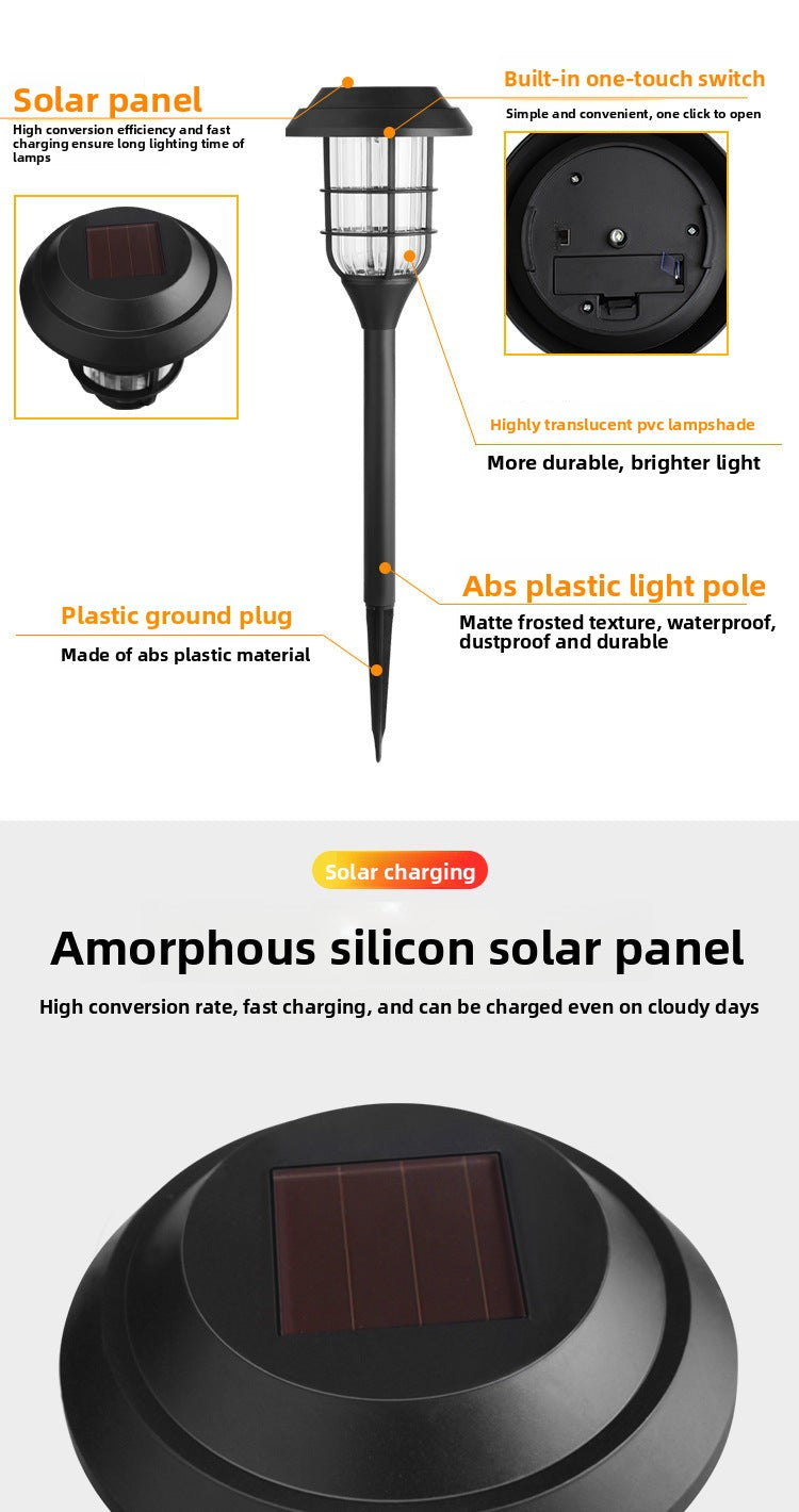 Solar Lamp LED Outdoor Lawn Light Ground Plug Villa Courtyard Light Landscape Light Waterproof Garden Light