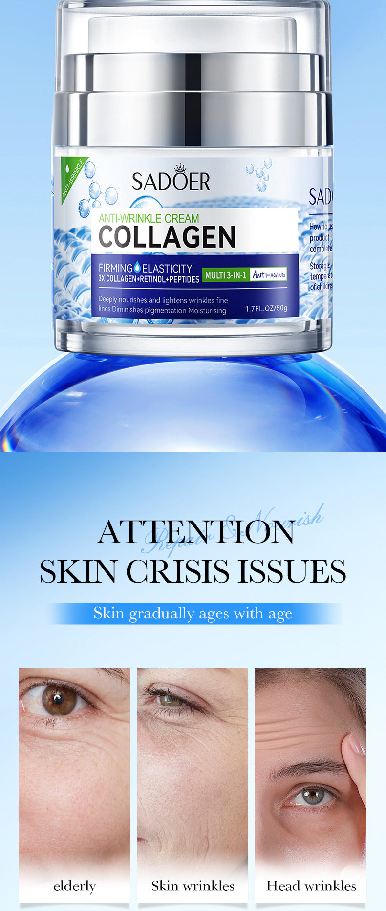 Face Cream Eye Cream SADOER Anti-wrinkle, hydrating, moisturizing, wrinkle-reducing, brightening neck cream for  foreign trade wholesale