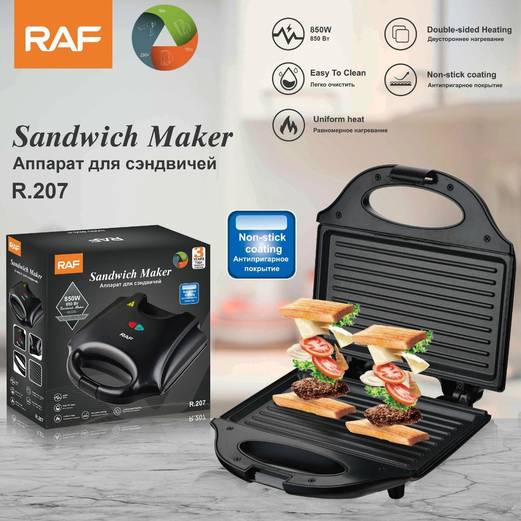 RAF European Standard Sandwich Maker Breakfast Machine Waffle Maker Toaster Multifunctional Light Food Machine Breakfast Machine