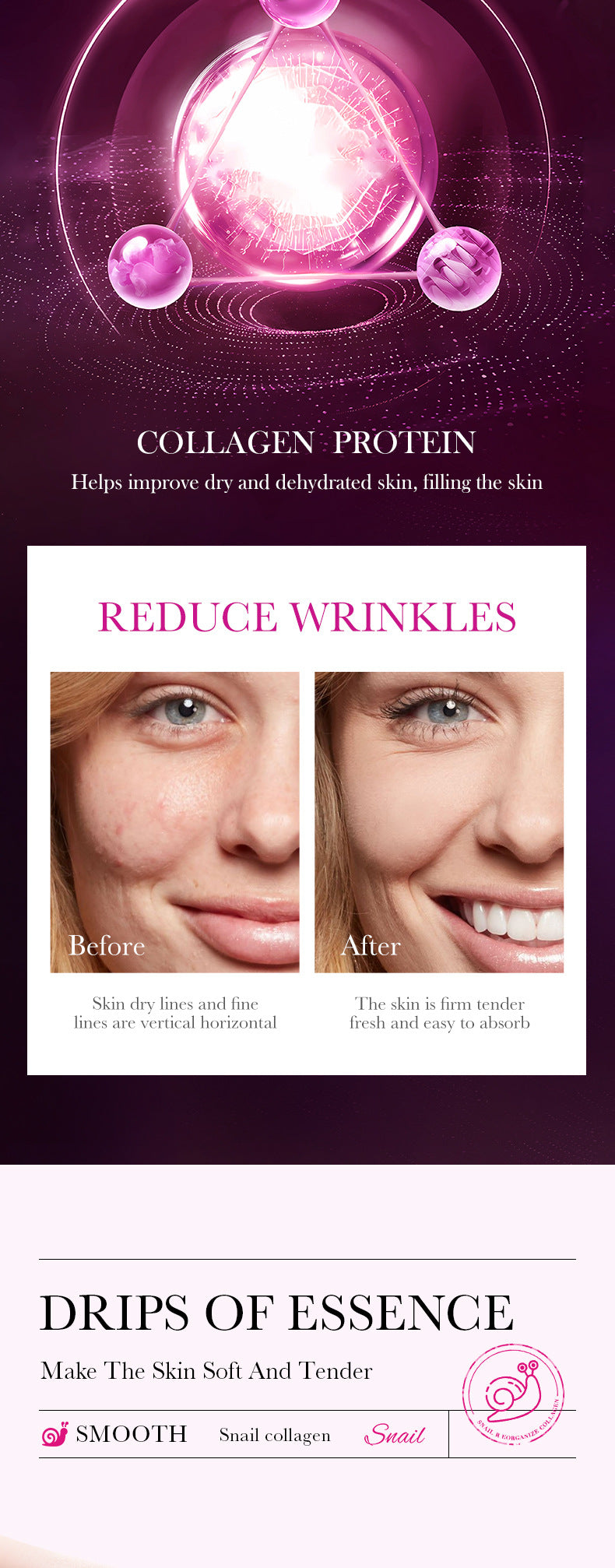 Snail Face Mask25g SADOER Collagen Hydrating Moisturizing Tablets  Wholesale