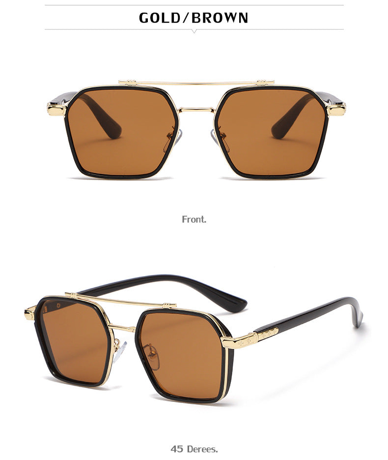New Sunglasses Internet Celebrity Wei Ting Same Style Sunglasses for Men Trendy Large Square Frame Sunglasses for Men ins Sun Protection Glasses