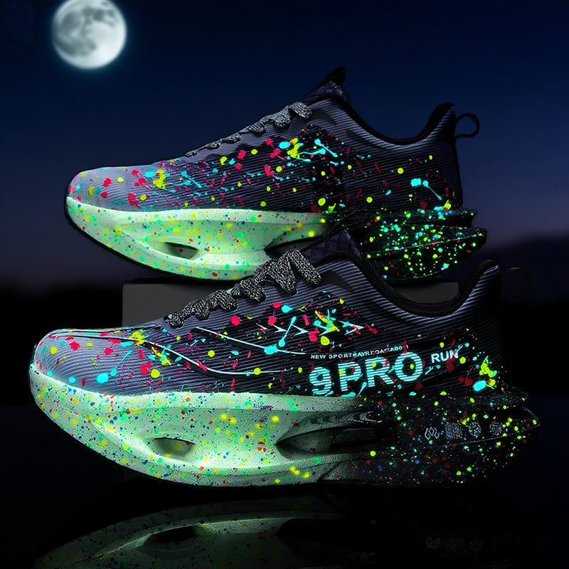 Autumn New Red Rabbit9Fluorescent Breathable Comfortable Couple Sports Shoes Ultra-Light Cushioning Rebound Anti-Slip Wear-Resistant Running