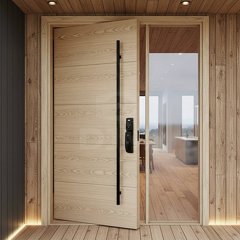 Luxurious Extra Large Size Irregular Flowing Design Residential Modern Exterior Main Entry Solid Wooden Front Door for Houses