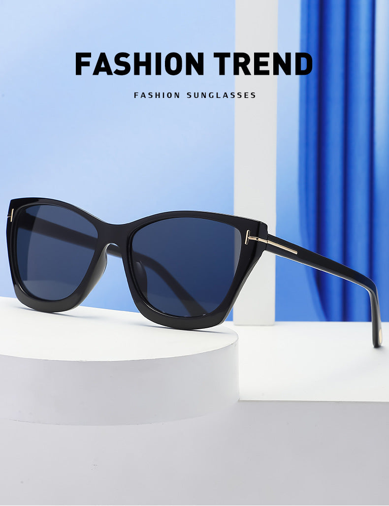 Vintage T Cat Eye Sunglasses for Women Fashionable High-End Sunglasses Trendy ins Street Style Full Frame Sun Protection Glasses shades