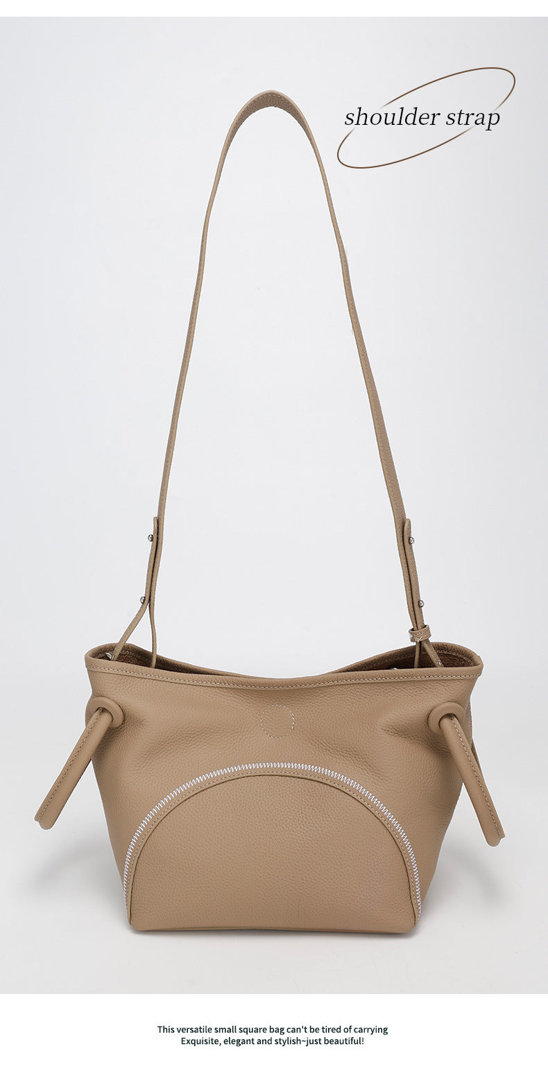 Niche Design Commuter Basket Handbag Tote Bag2024New style lazy style single shoulder bag, soft leather crossbody bag for women