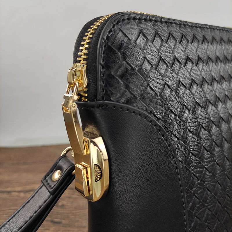 Men's Genuine Leather Handbag with Fingerprint Unlock, Clutch Bag with Password Lock, Business Fashion Portable Clutch