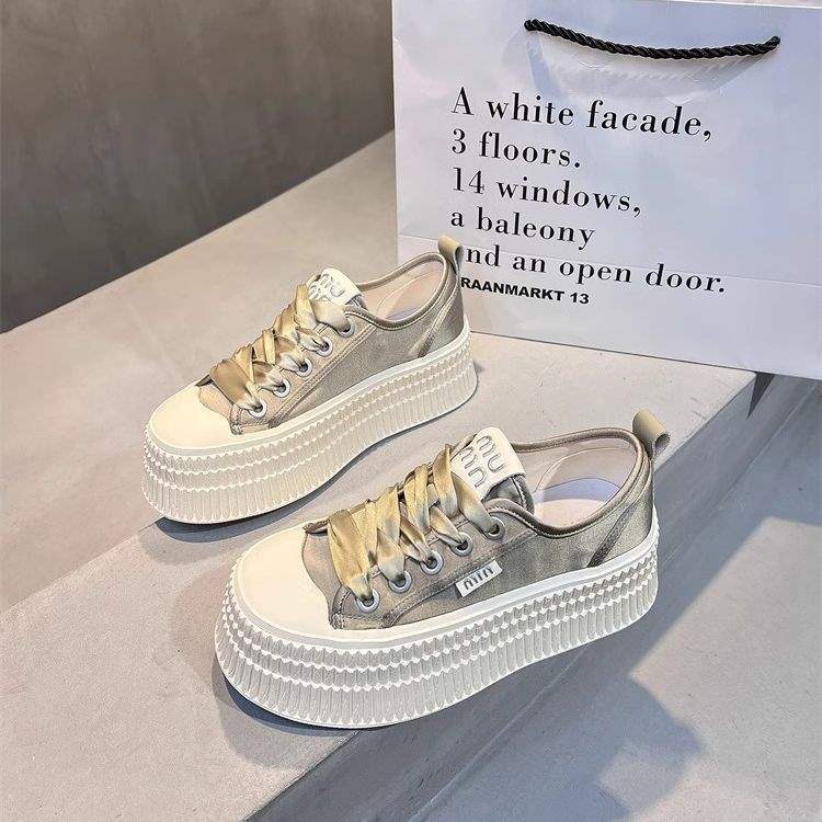 Thick Sole Biscuit White Sneakers for Women2025Versatile Student ins Fashionable Sports Casual Sneakers