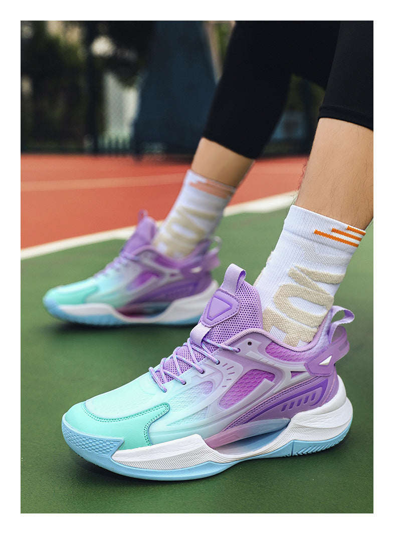 Four Seasons New Luminous Mesh Breathable Men's Shoes Casual Trendy Basketball Shoes High Elastic Cushioning Wear-Resistant Non-Slip Sports Shoes