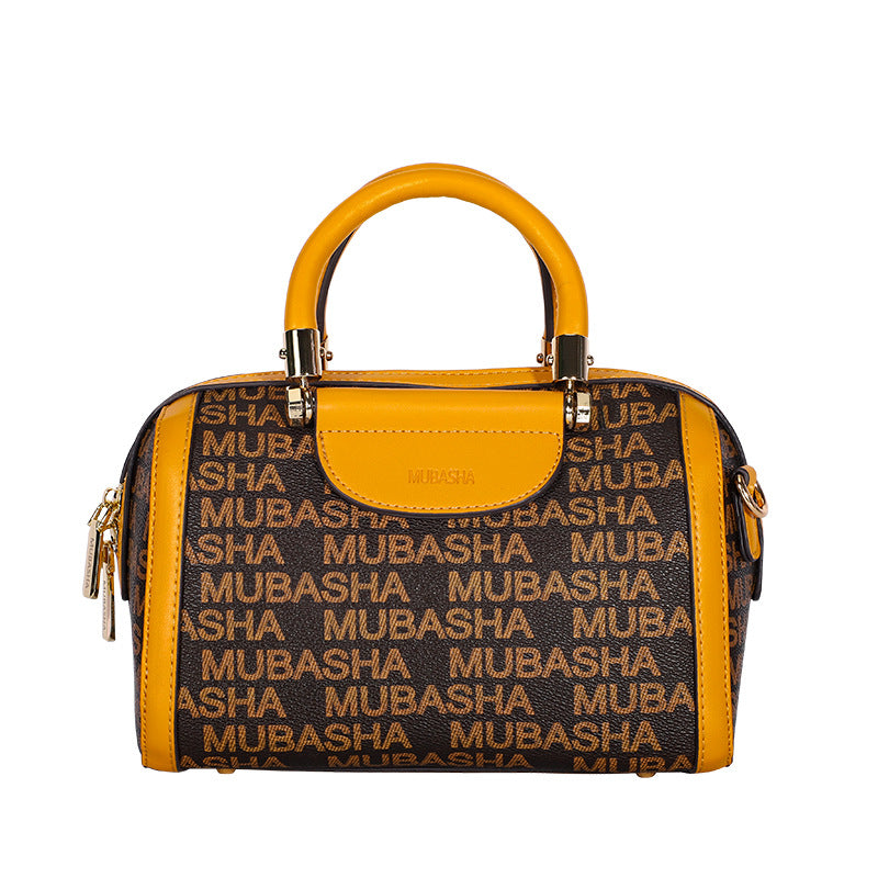 2024New Fashion Boston Bag Printed Retro Pillow Bag Handheld Shoulder Bag Personalized Crossbody Bag European and American Style Bag