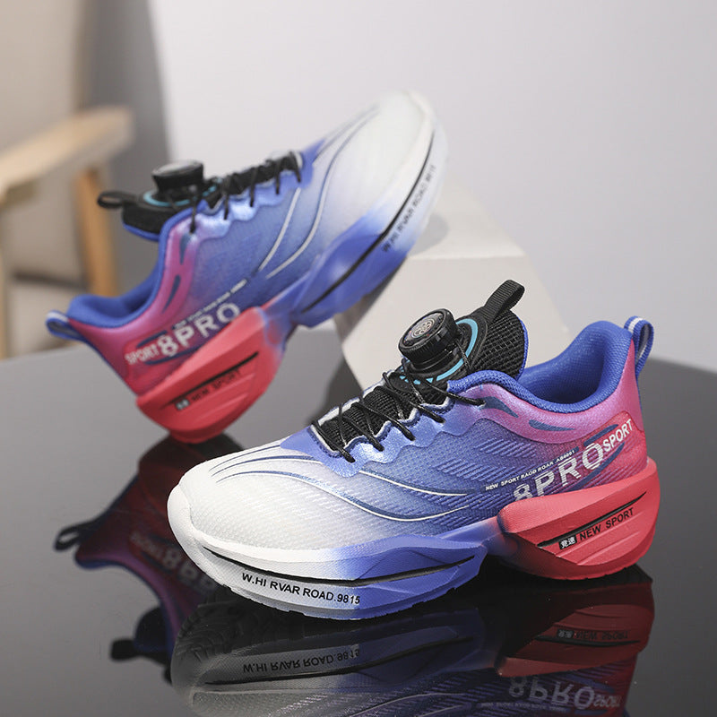 Red Rabbit8pro Rotating Button Children's Shoes Lightweight Shock Absorption Rebound Non-Slip Running Shoes Boys and Girls Students Physical Test Sports Shoes
