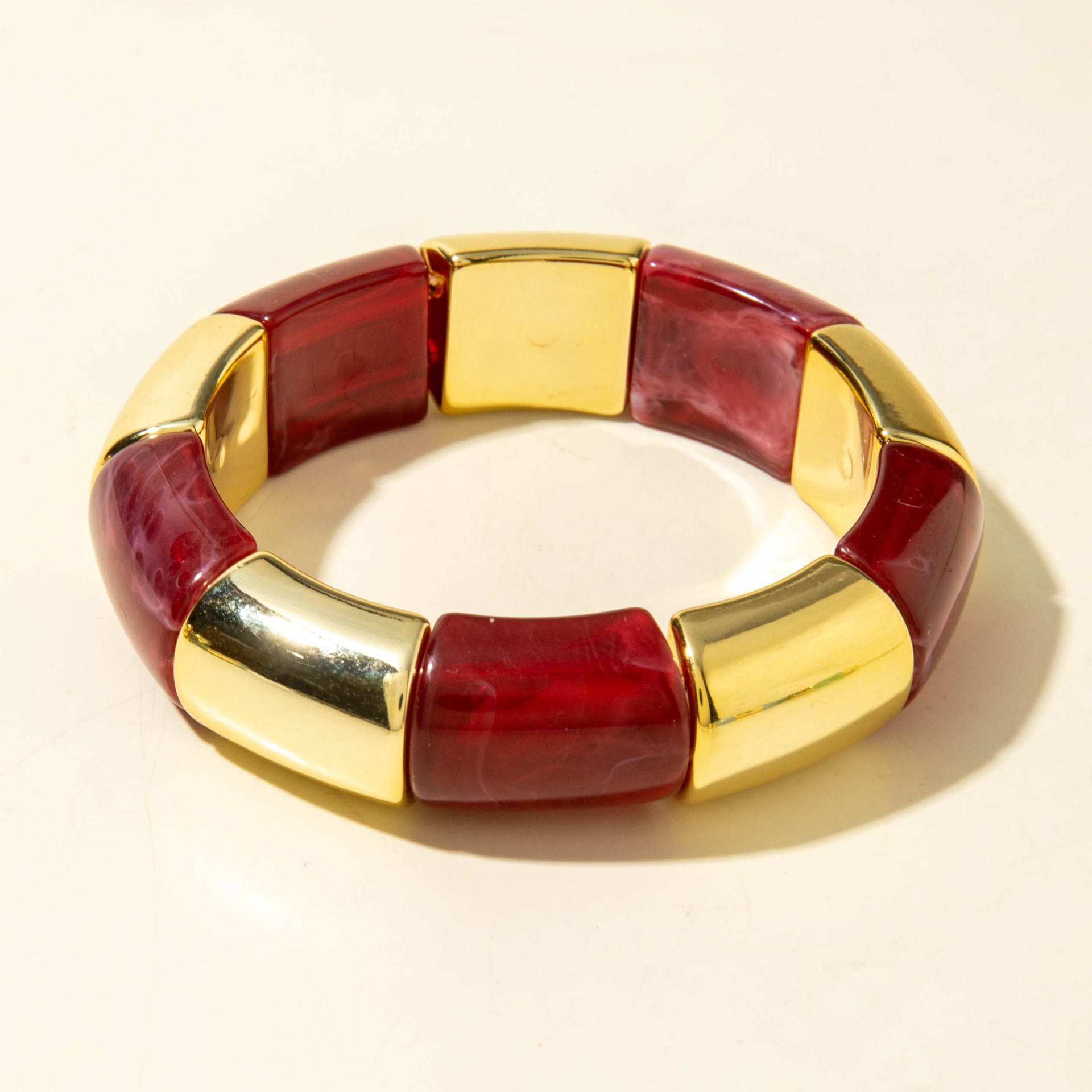 European and American Style Bohemian Bamboo Tube Color Block Elastic Beaded Bracelet Simple Fashion Bracelet Wholesale