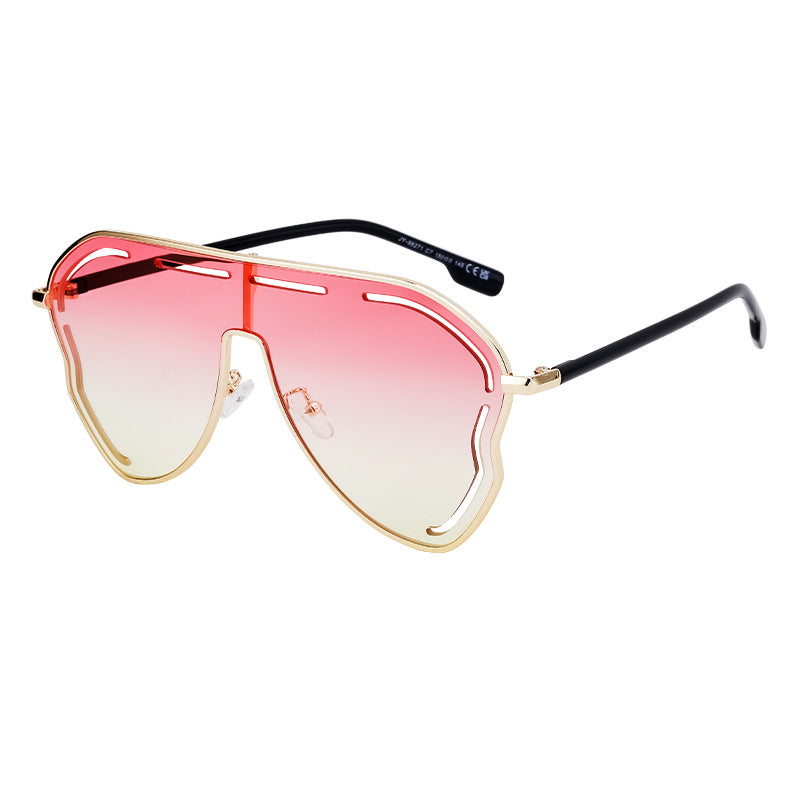 European and American Fashion Large Frame Sunglasses for Women, High-End Unique One-Piece Sunglasses, Trendy Wholesale sunglasses