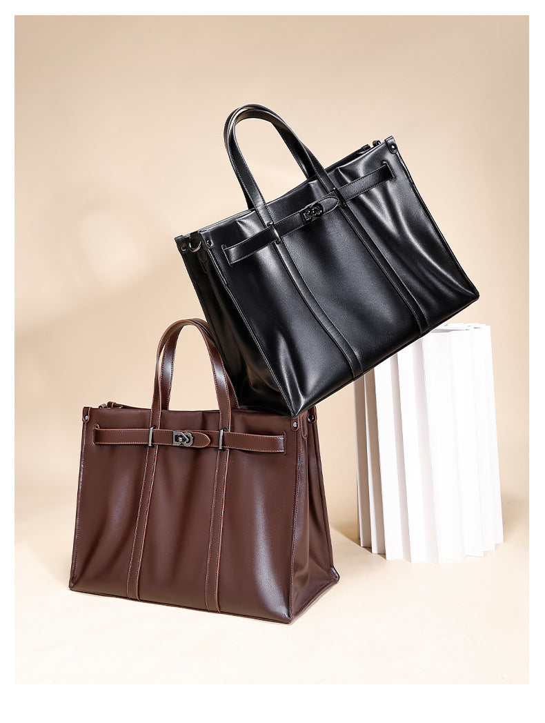 Korean Style Handheld Fashion Casual Briefcase New Work Commute Large Capacity Versatile Tote Bag High-end Feel Women's Bag