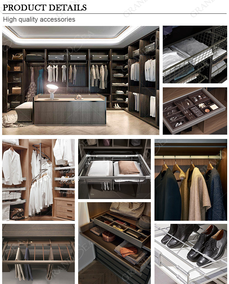 Best Selling in 2024 Luxury Bedroom Wall Wardrobe Design Custom Glass Door Wardrobe Bedrooms Walk in Closet