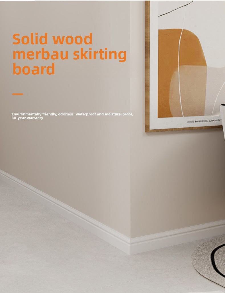 Solid wood skirting board, Fanlongnian Villa, Xunmu painted baseboard, wooden Chinese-style wood grain10cm Solid wood skirting board
