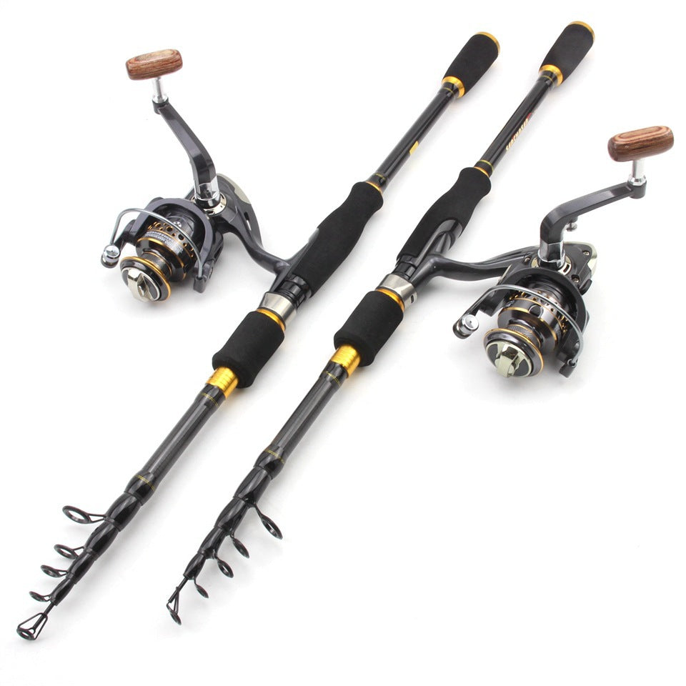 Wholesale Retractable Lure Rod Set Straight Handle Lure Spinning Reel Lure Bait Combination European and American Popular Fishing Gear